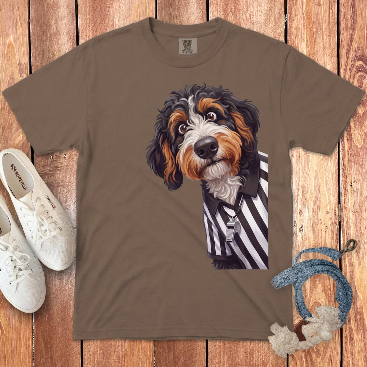 Bernedoodle Football Referee Signature T-Shirt in Espresso / S by Puppy Jo