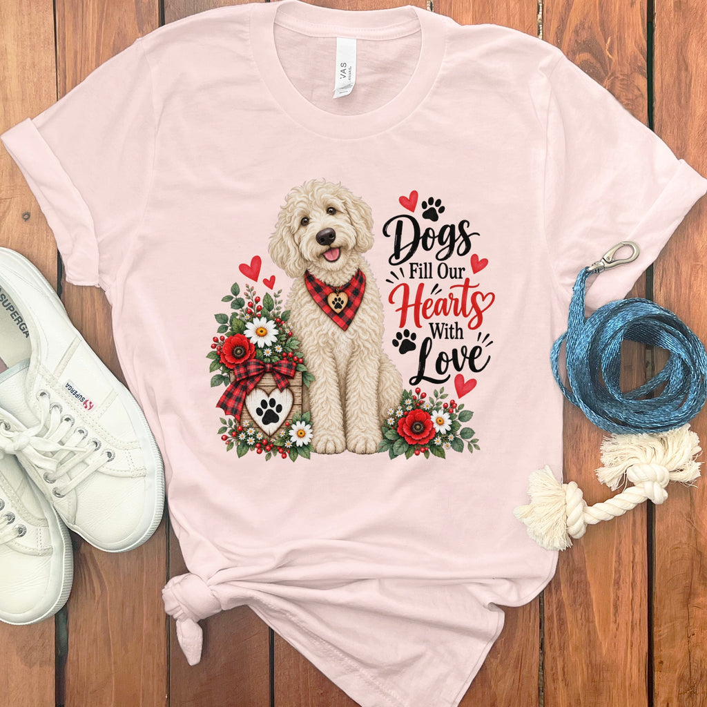 Cream Goldendoodle Hearts Love T-Shirt
