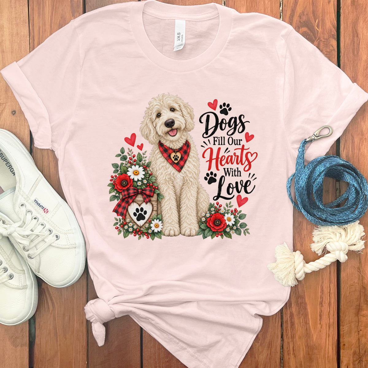 Cream Goldendoodle Hearts Love T-Shirt