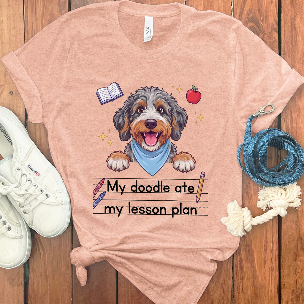 Aussiedoodle Ate Lesson T-Shirt in Heather Peach / S by Puppy Jo