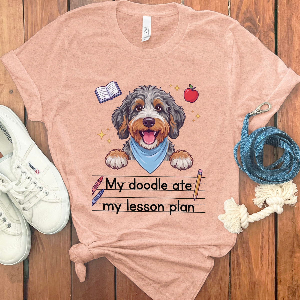 Aussiedoodle Ate Lesson T-Shirt in Heather Peach / S by Puppy Jo