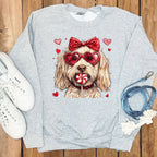 Adorable Dog With Heart Glasses and Candy Sweatshirt