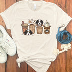 Cute Puppies with Coffee Cups Graphic T-Shirt