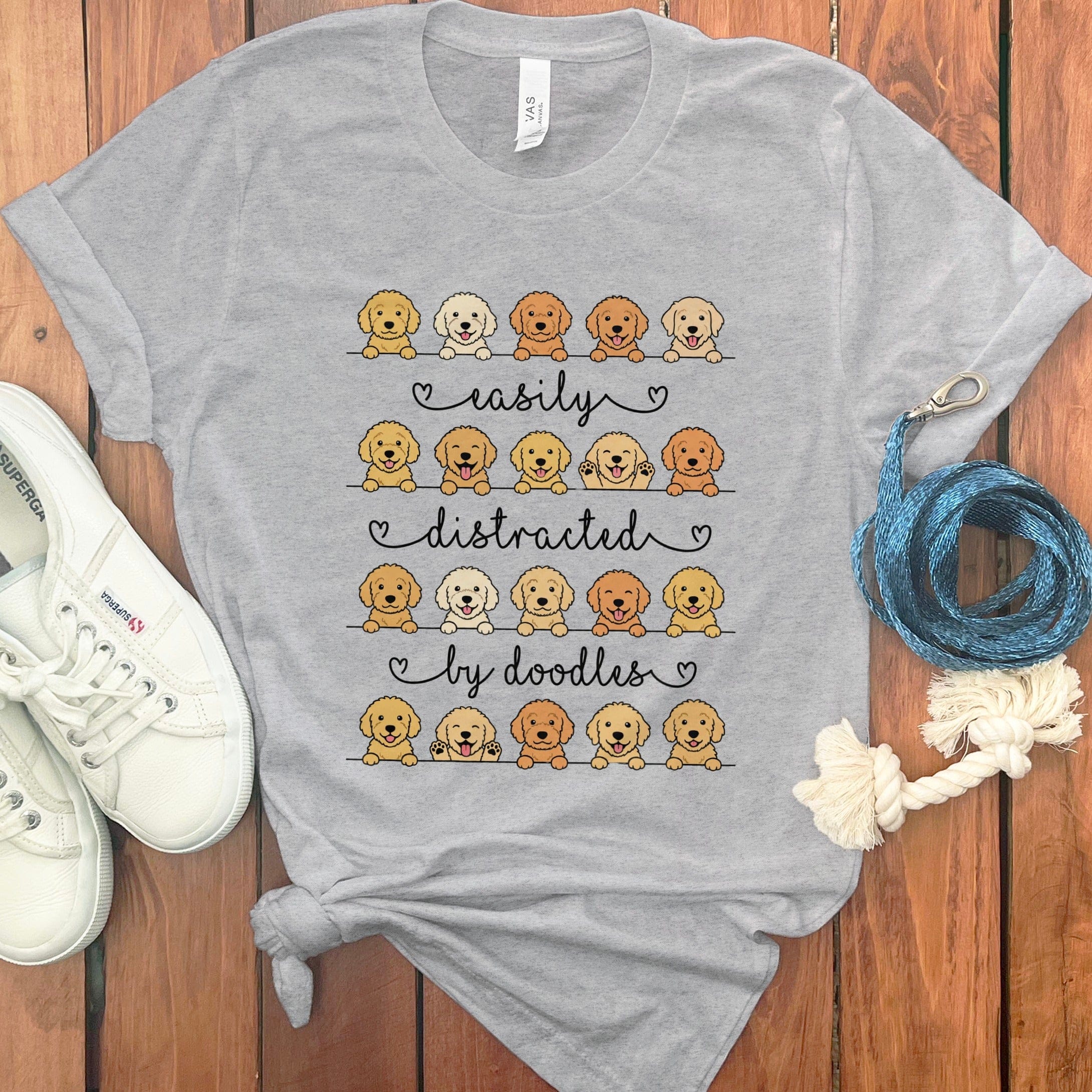 Easily Distracted By Doodles T-Shirt in Athletic Heather / S by Puppy Jo