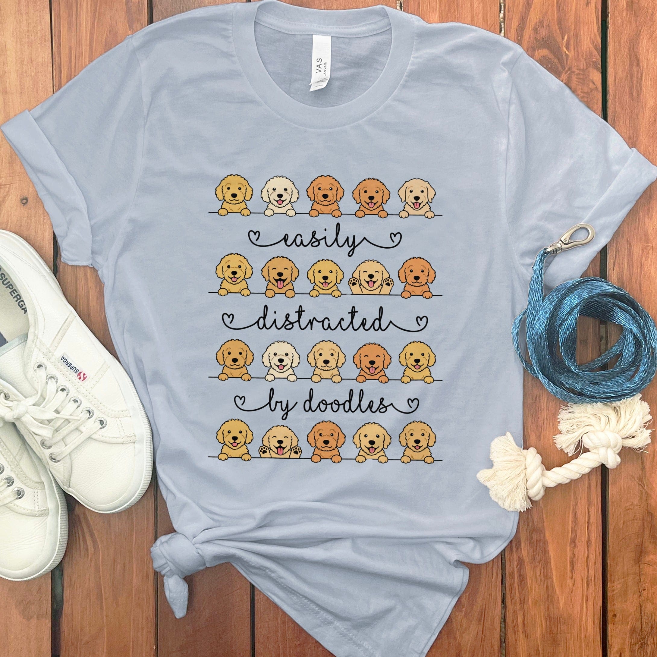 Easily Distracted By Doodles T-Shirt in Light Blue / S by Puppy Jo