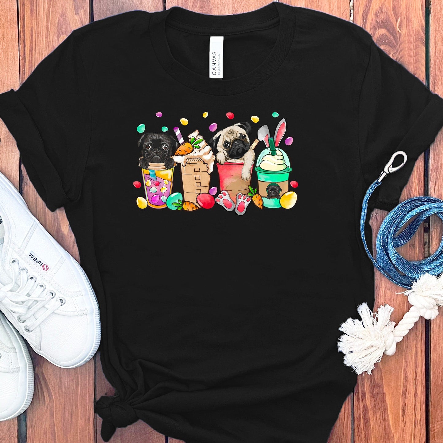 EASTER PUGS COFFEE T-SHIRT