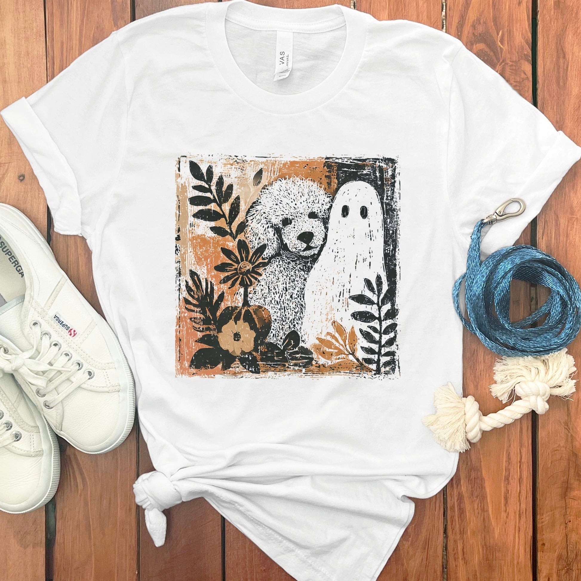 Adorable Bear and Ghost Graphic Print T-Shirt product type
