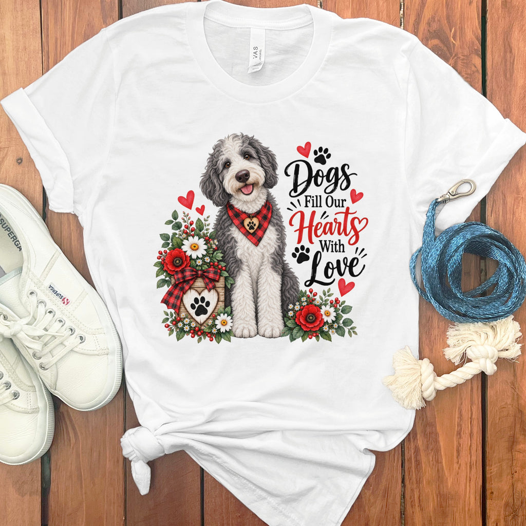 Sheepadoodle Hearts Love T-Shirt