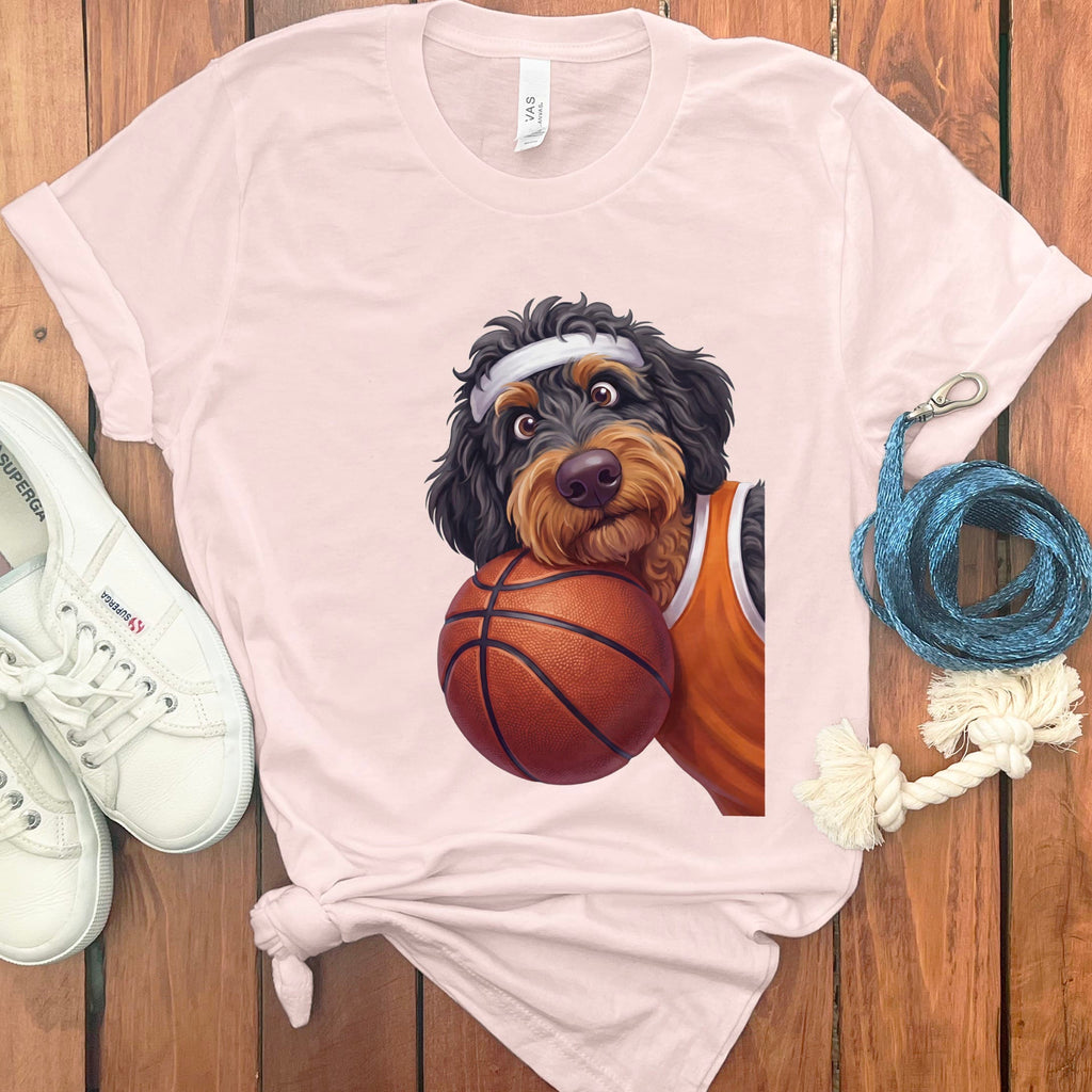 Phantom Goldendoodle Basketball Player T-Shirt in Soft Pink / S by Puppy Jo