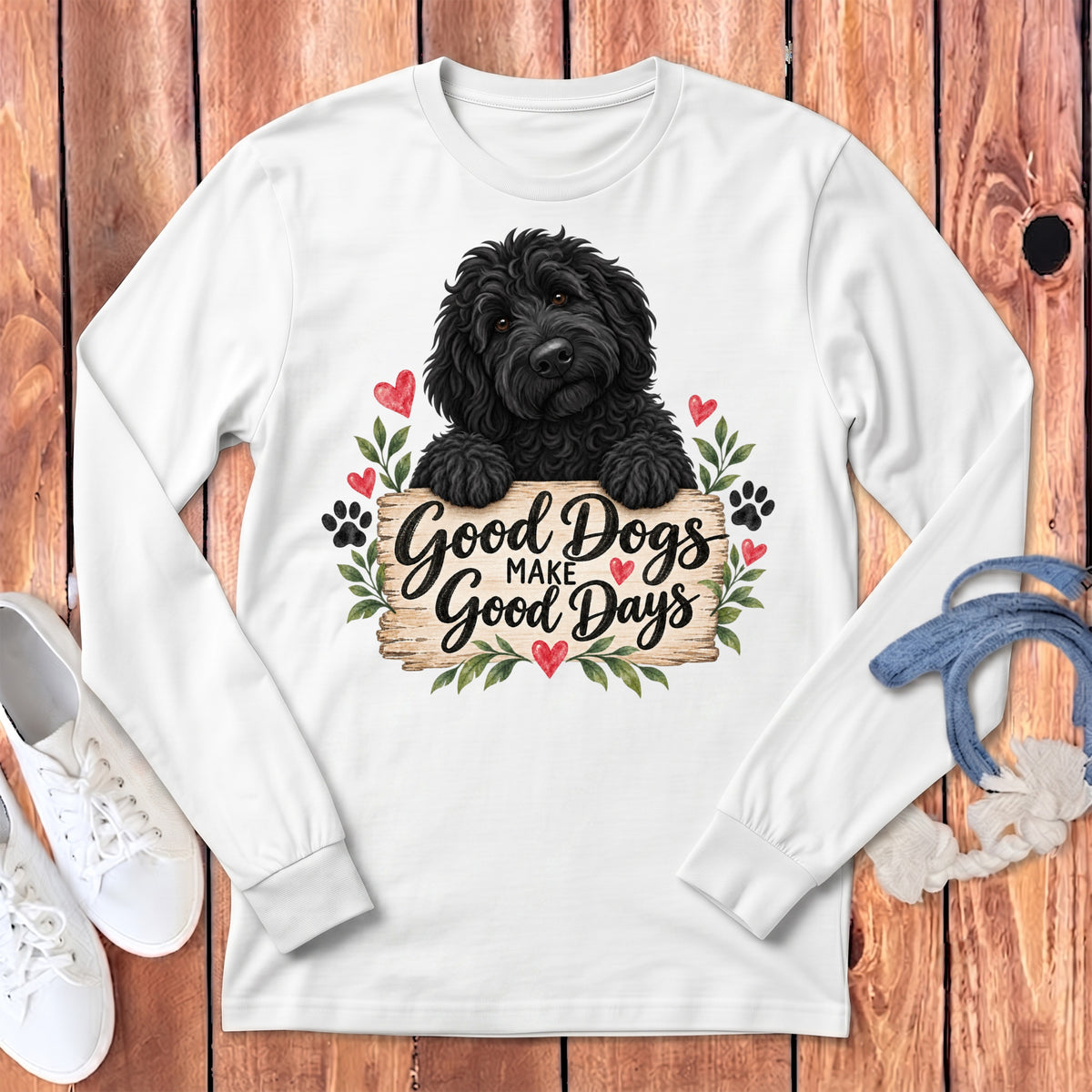 Black Goldendoodle Good Days Long Sleeve T-Shirt