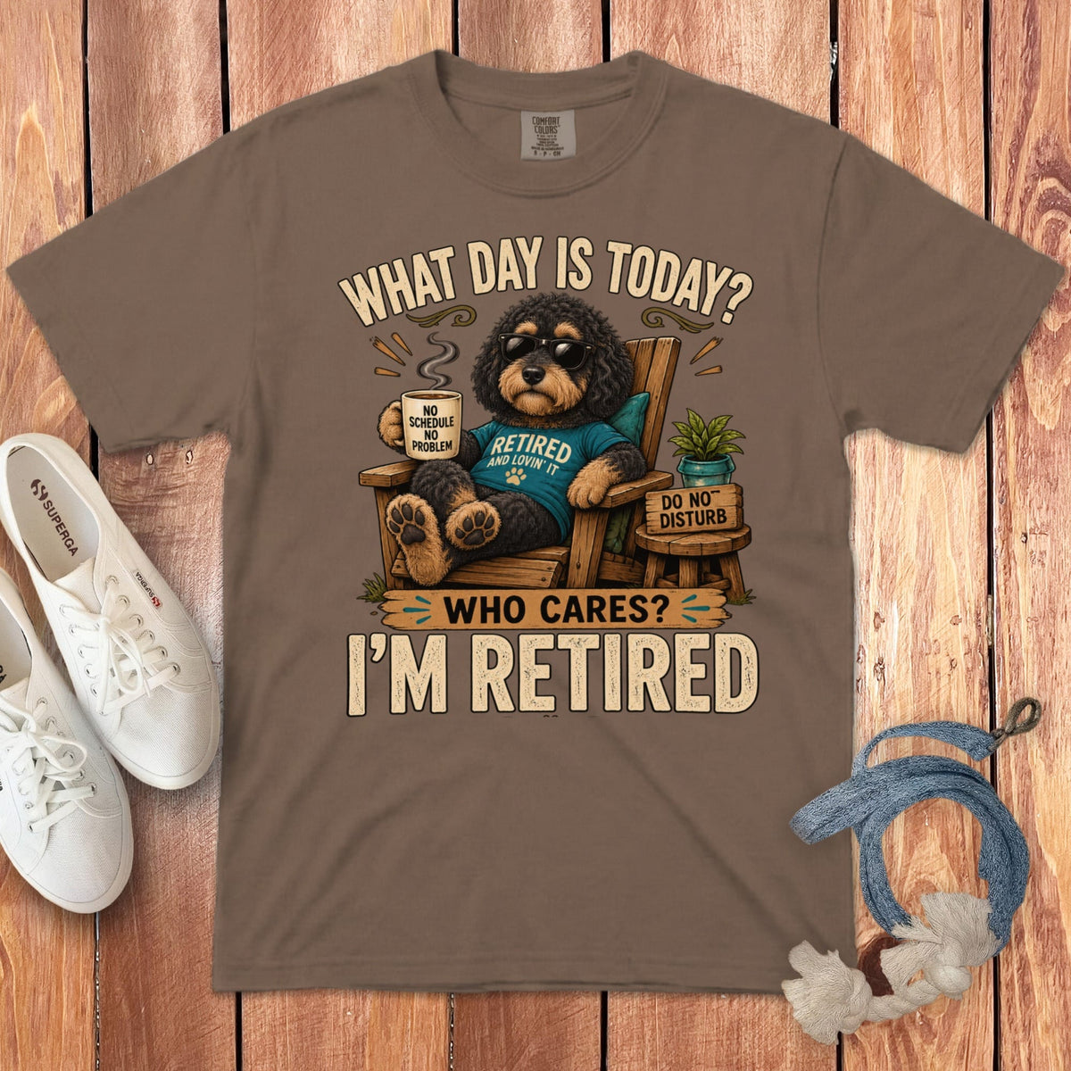 I'm Retired Phantom Goldendoodle Signature T-Shirt in Espresso / S by Puppy Jo