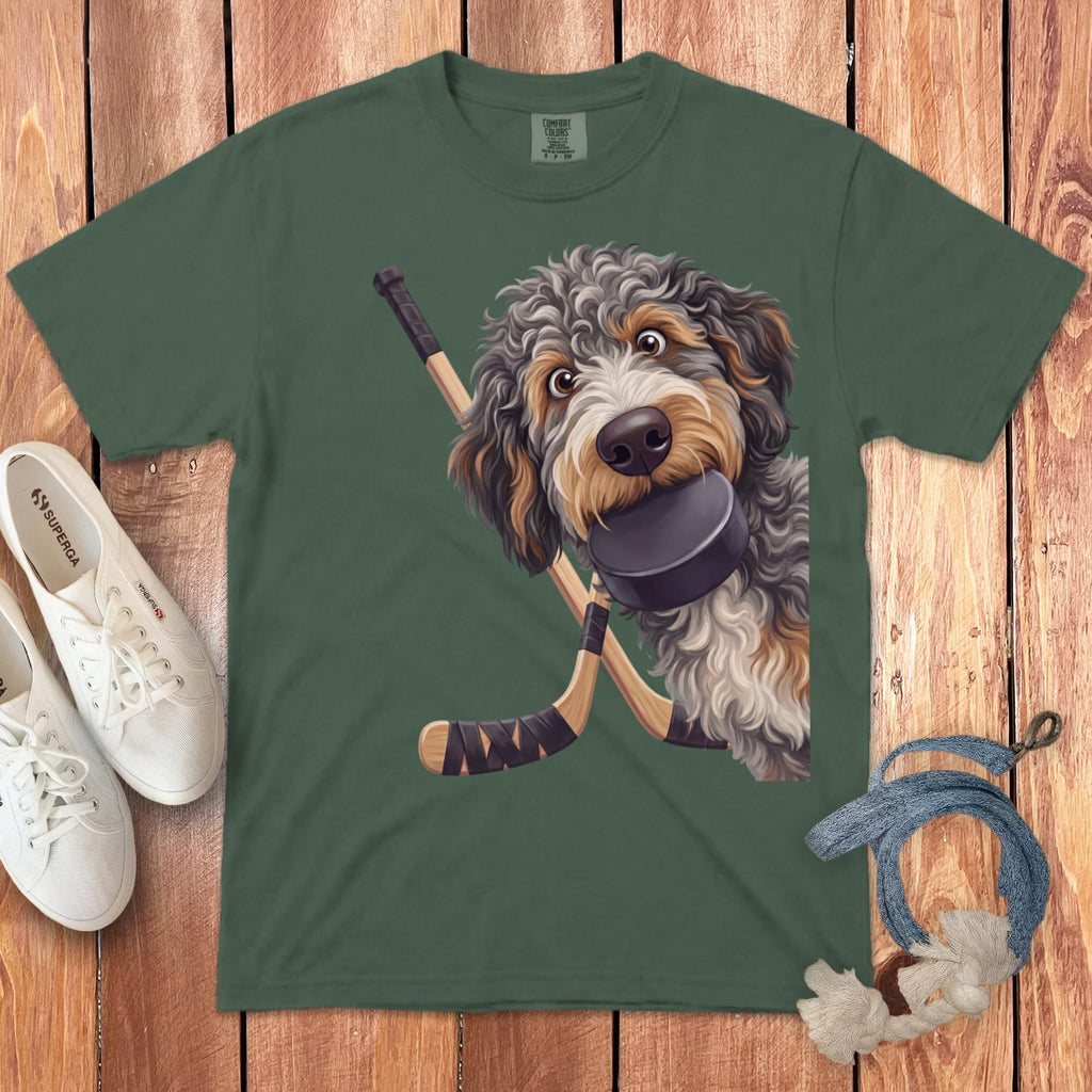 Aussiedoodle Hockey Signature T-Shirt in Blue Spruce / S by Puppy Jo