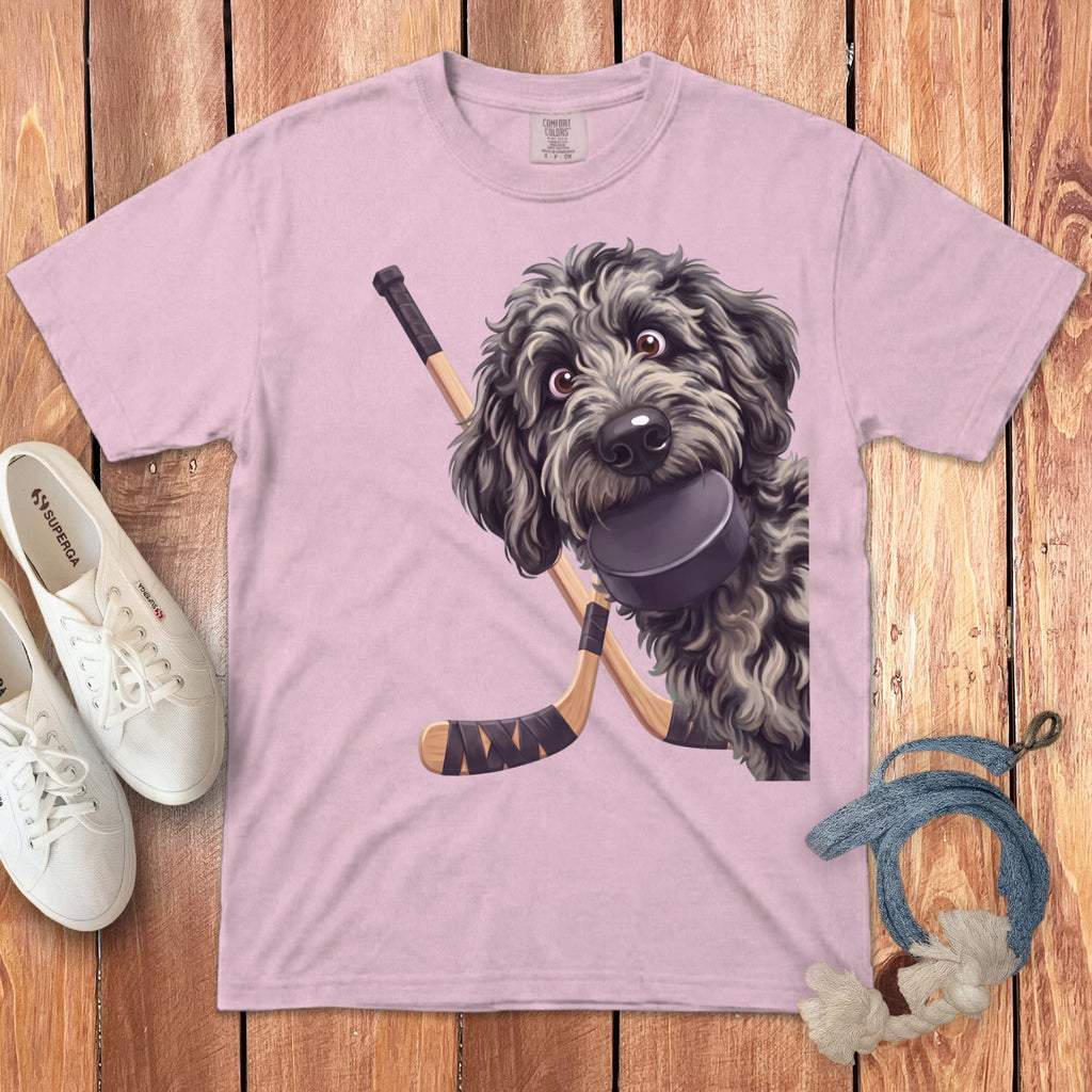 Merle Goldendoodle Hockey Signature T-Shirt in Blossom / S by Puppy Jo