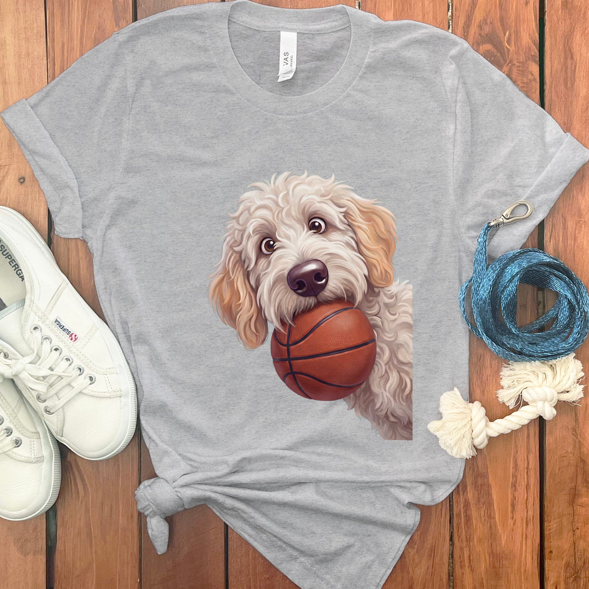 Maltipoo Basketball T-Shirt in Athletic Heather / S by Puppy Jo