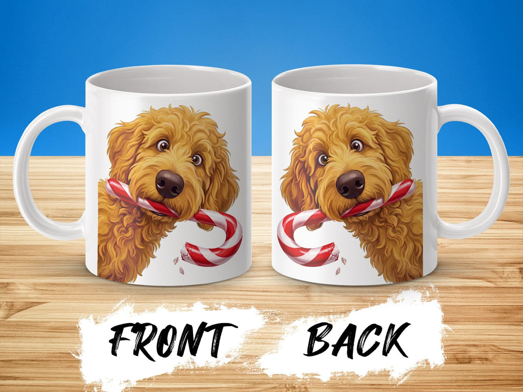 Golden Goldendoodle Candy Cane Thief Mug in by Puppy Jo
