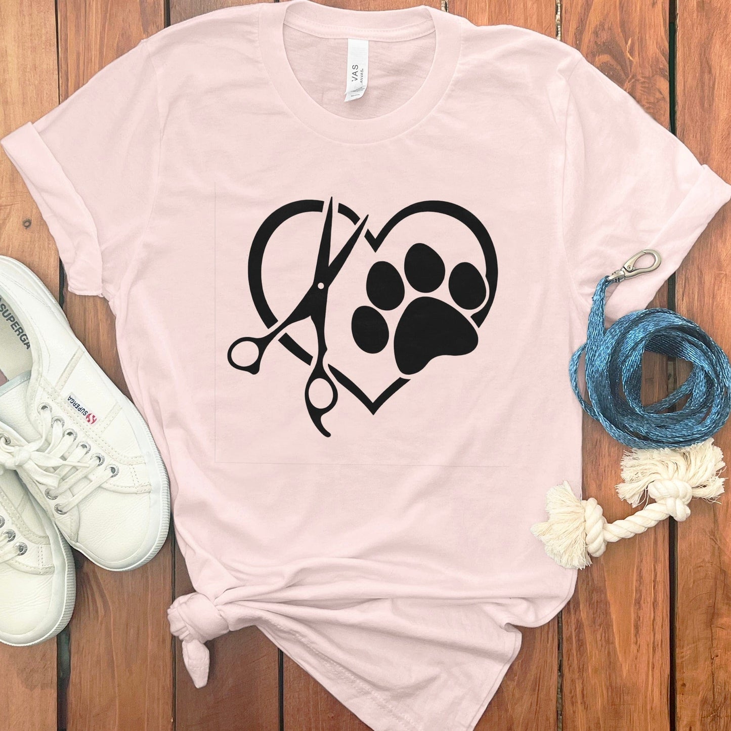 Heart Paw Scissors Graphic Pink T-shirt product type