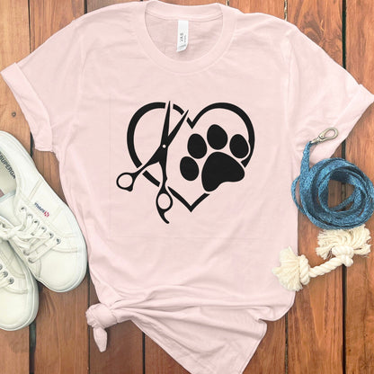 Heart Paw Scissors Graphic Pink T-shirt product type