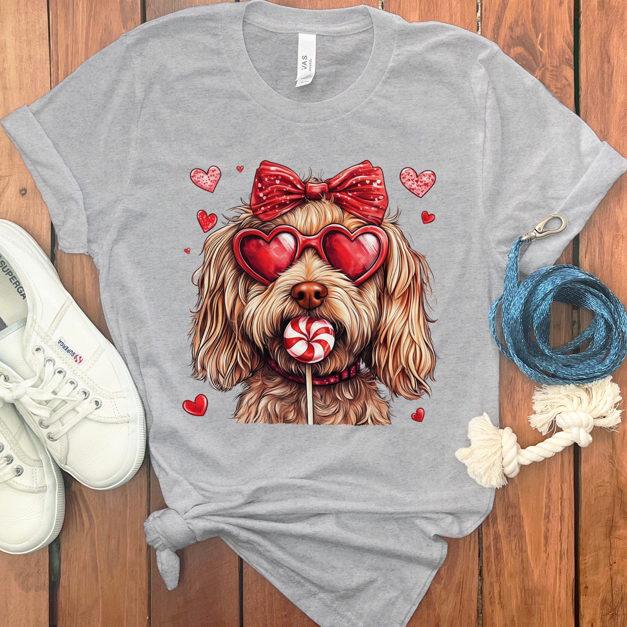 Cute Dog with Heart Glasses Valentine's Day Shirt