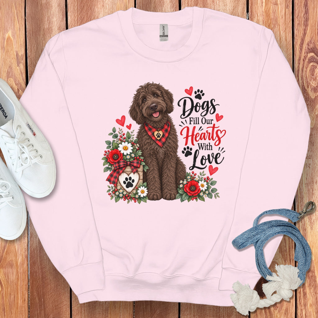 Chocolate Goldendoodle Hearts Love Sweatshirt