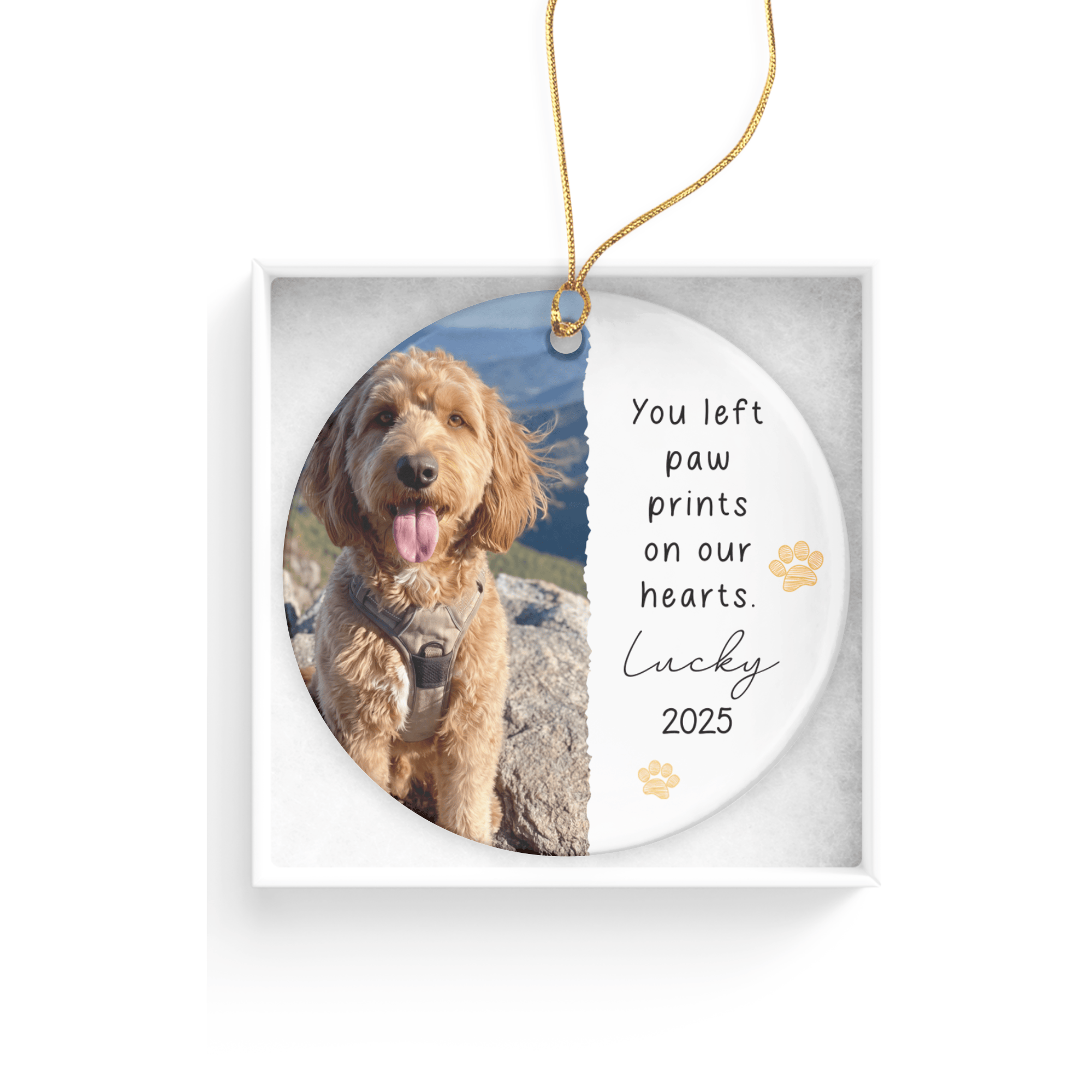Personalized Paw Prints Heart Ornament in by AnywherePOD