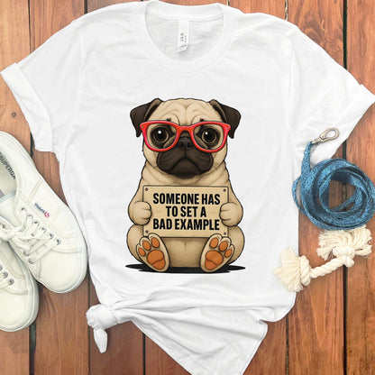 Funny Pug with Glasses Graphic White Tee product
