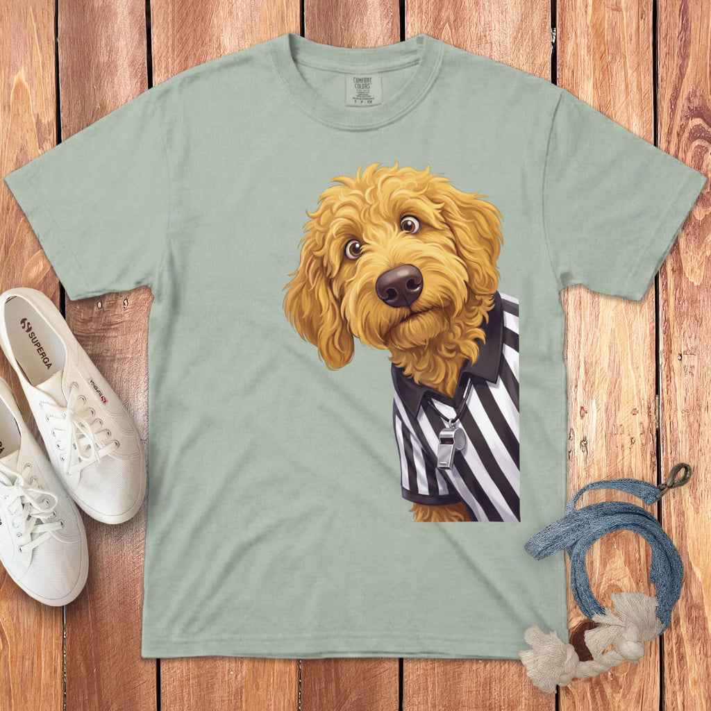 Golden Goldendoodle Football Referee Signature T-Shirt in Bay / S by Puppy Jo