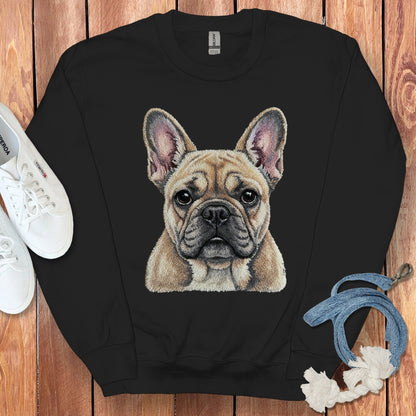 Vibrant Bulldog Face Print on Cozy Sweatshirt