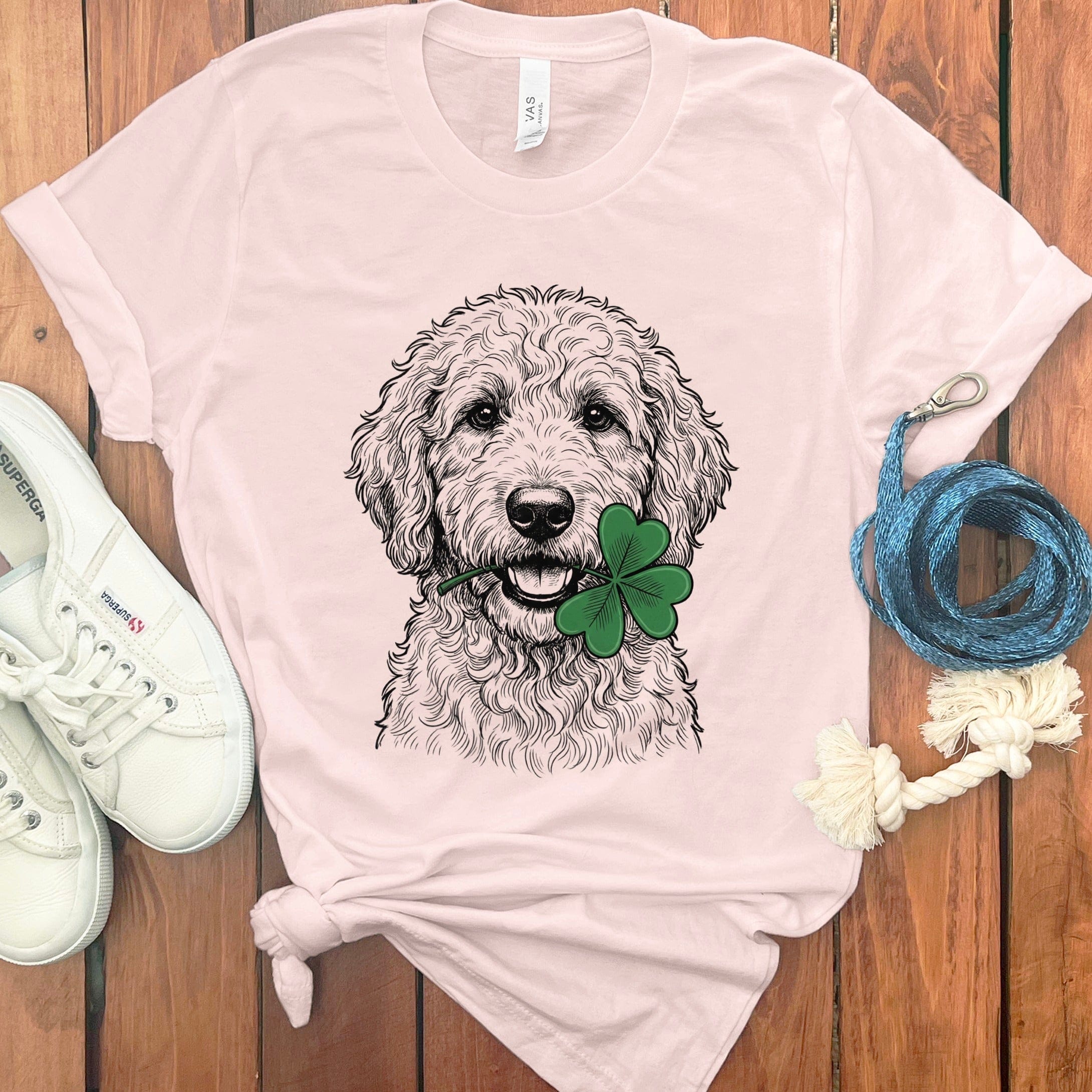 Adorable Dog with Shamrock Graphic Tee Shirt