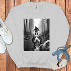 Bigfoot with Dog Photo Print Graphic Sweatshirt
