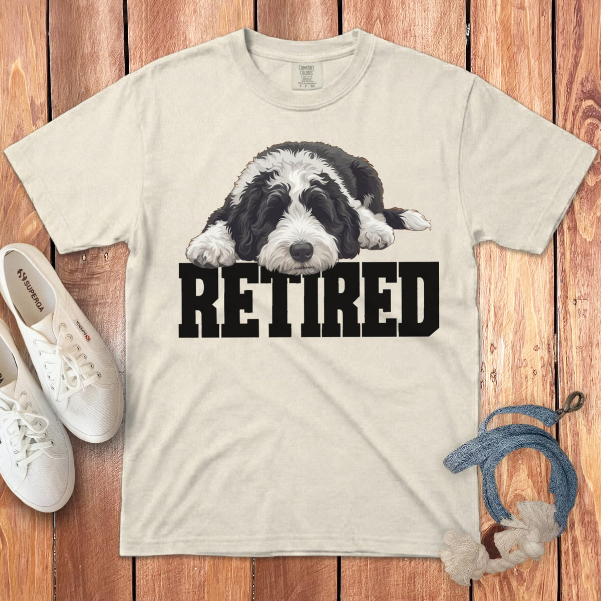 Retired Sleeping Sheepadoodle Signature T-Shirt in Ivory / S by Puppy Jo