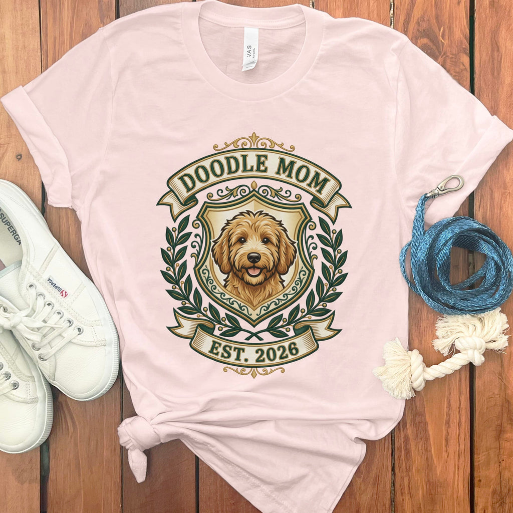 Elegant Doodle Crest T-Shirt in Soft Pink / S by Puppy Jo