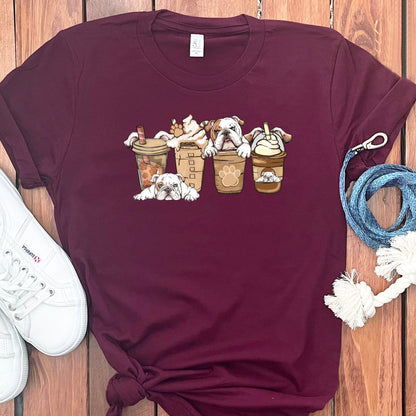 ENGLISH BULLDOGS COFFEE T-SHIRT