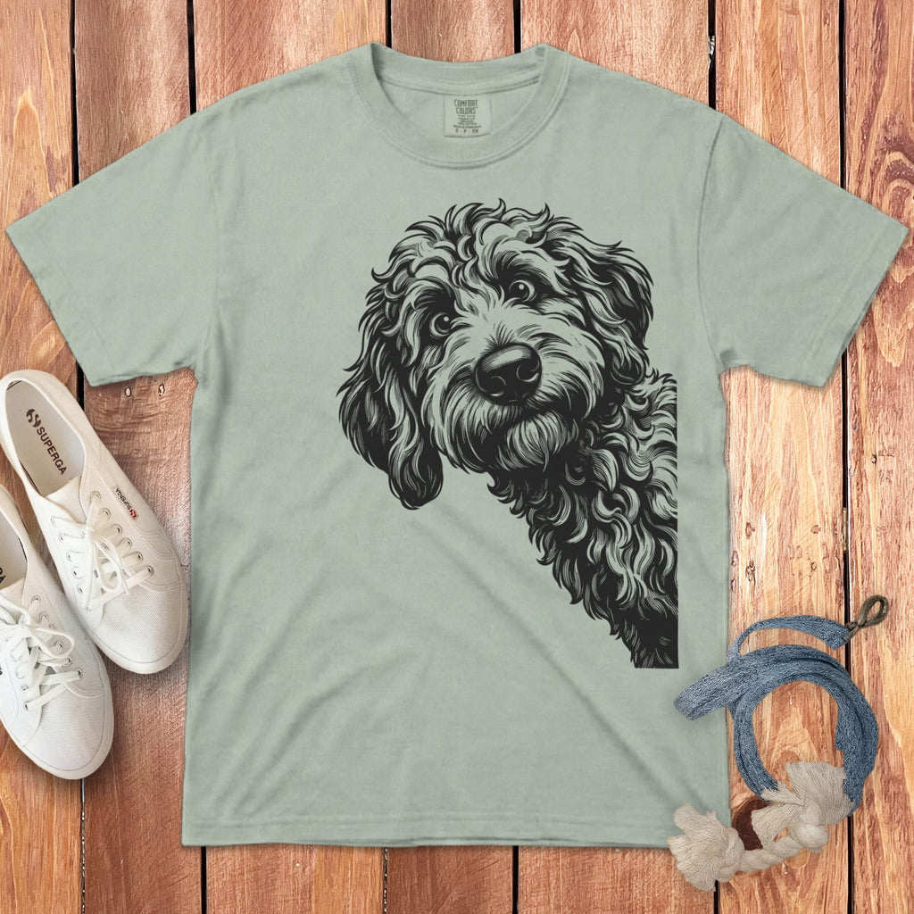 Etched Peeking Doodle Signature T-Shirt in Bay / S by Puppy Jo