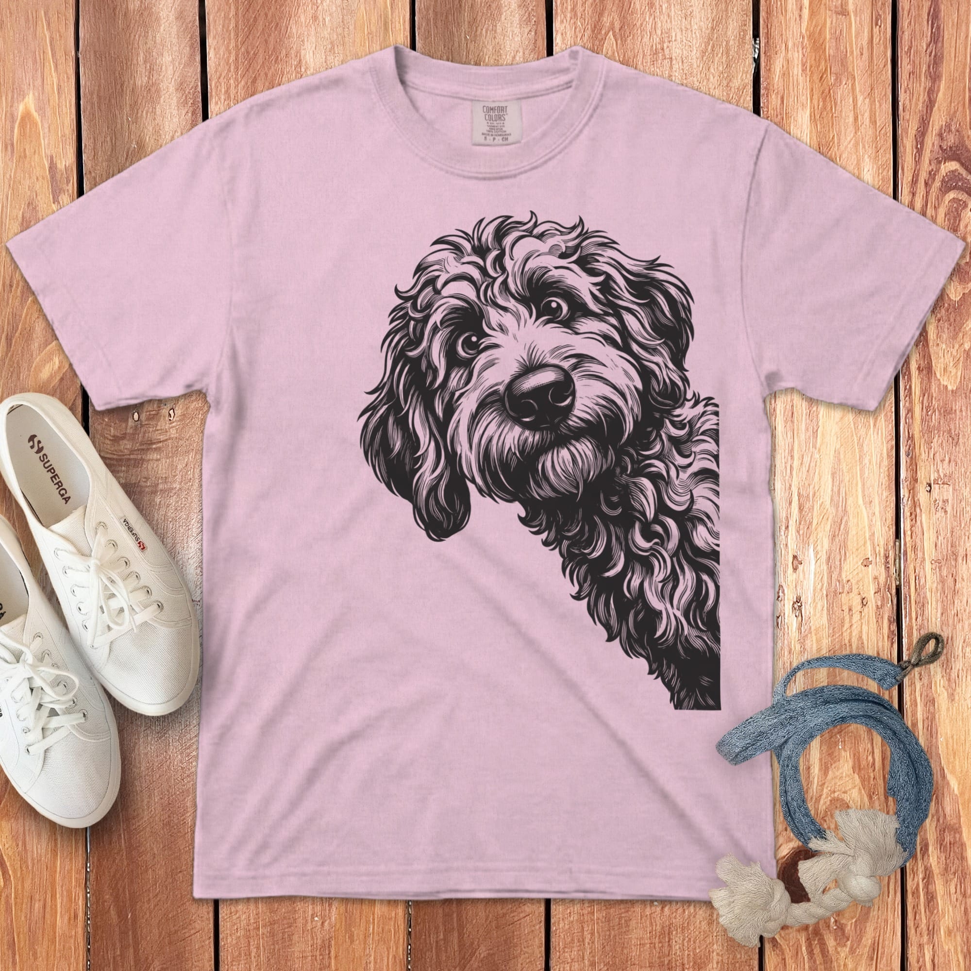 Etched Peeking Doodle Signature T-Shirt in Blossom / S by Puppy Jo