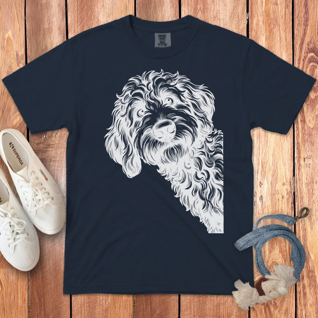 Etched Peeking Doodle Signature T-Shirt in Navy / S by Puppy Jo