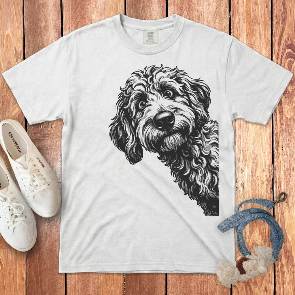 Etched Peeking Doodle Signature T-Shirt in White / S by Puppy Jo