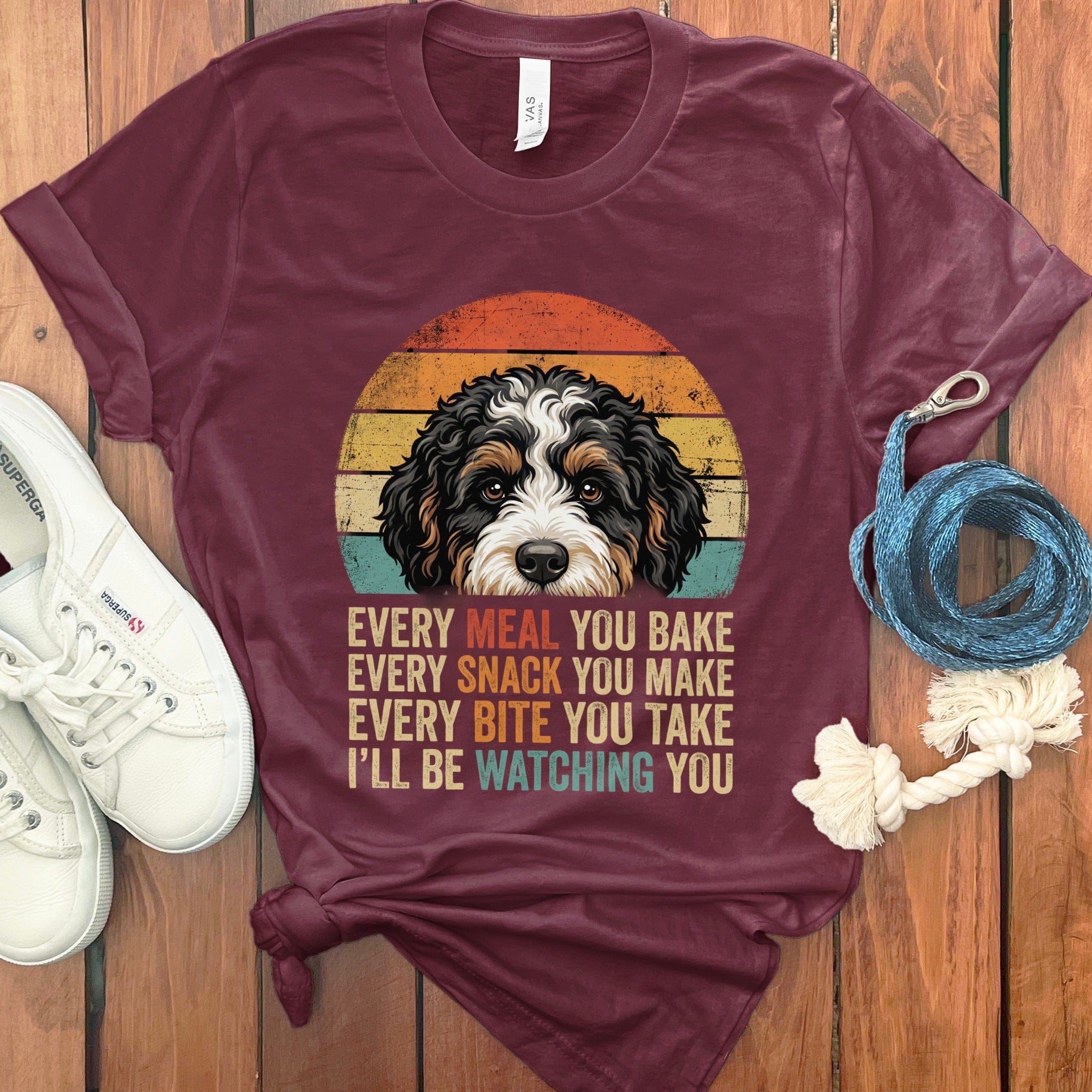 Every Meal Bernedoodle T-Shirt in Maroon / S by Puppy Jo