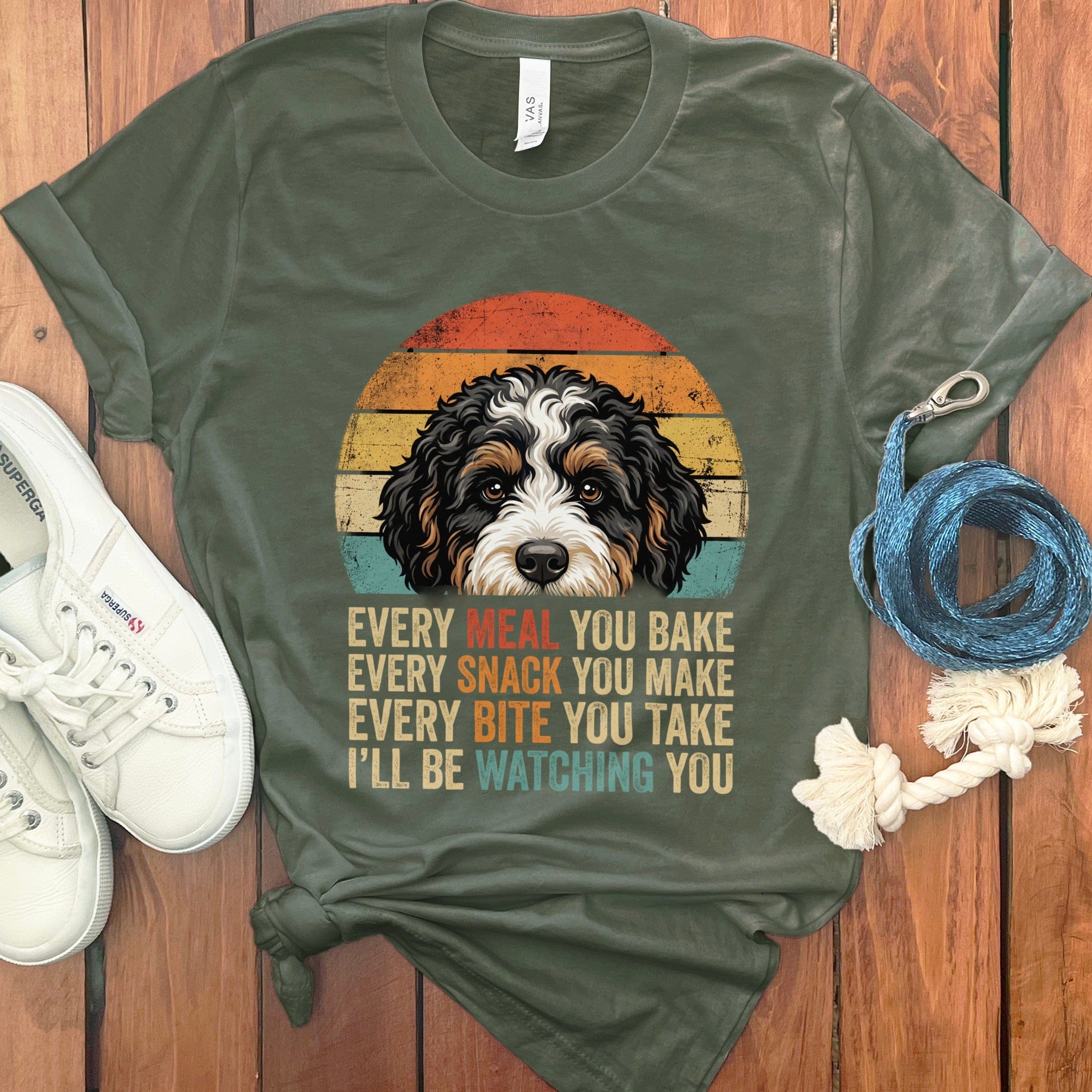 Every Meal Bernedoodle T-Shirt in Military Green / S by Puppy Jo
