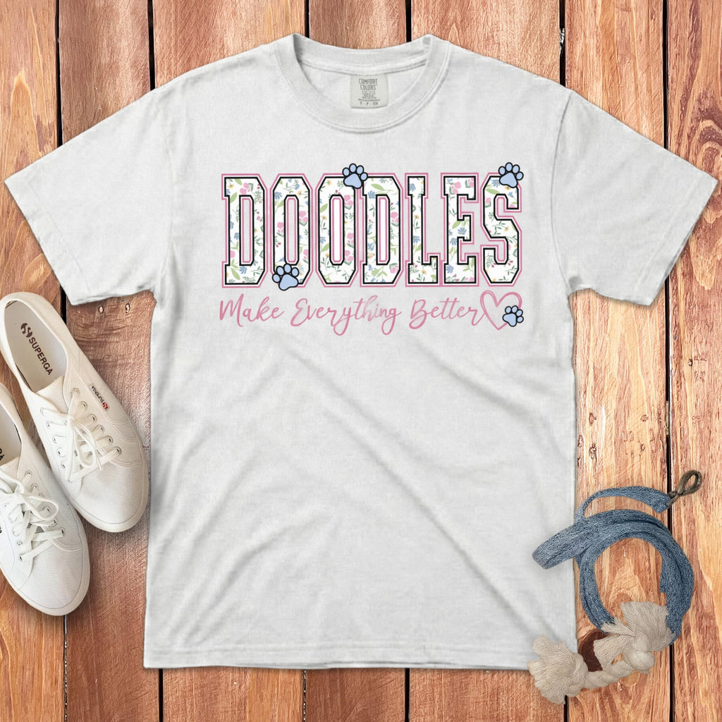 Everything Doodles Signature T-Shirt in White / S by Puppy Jo