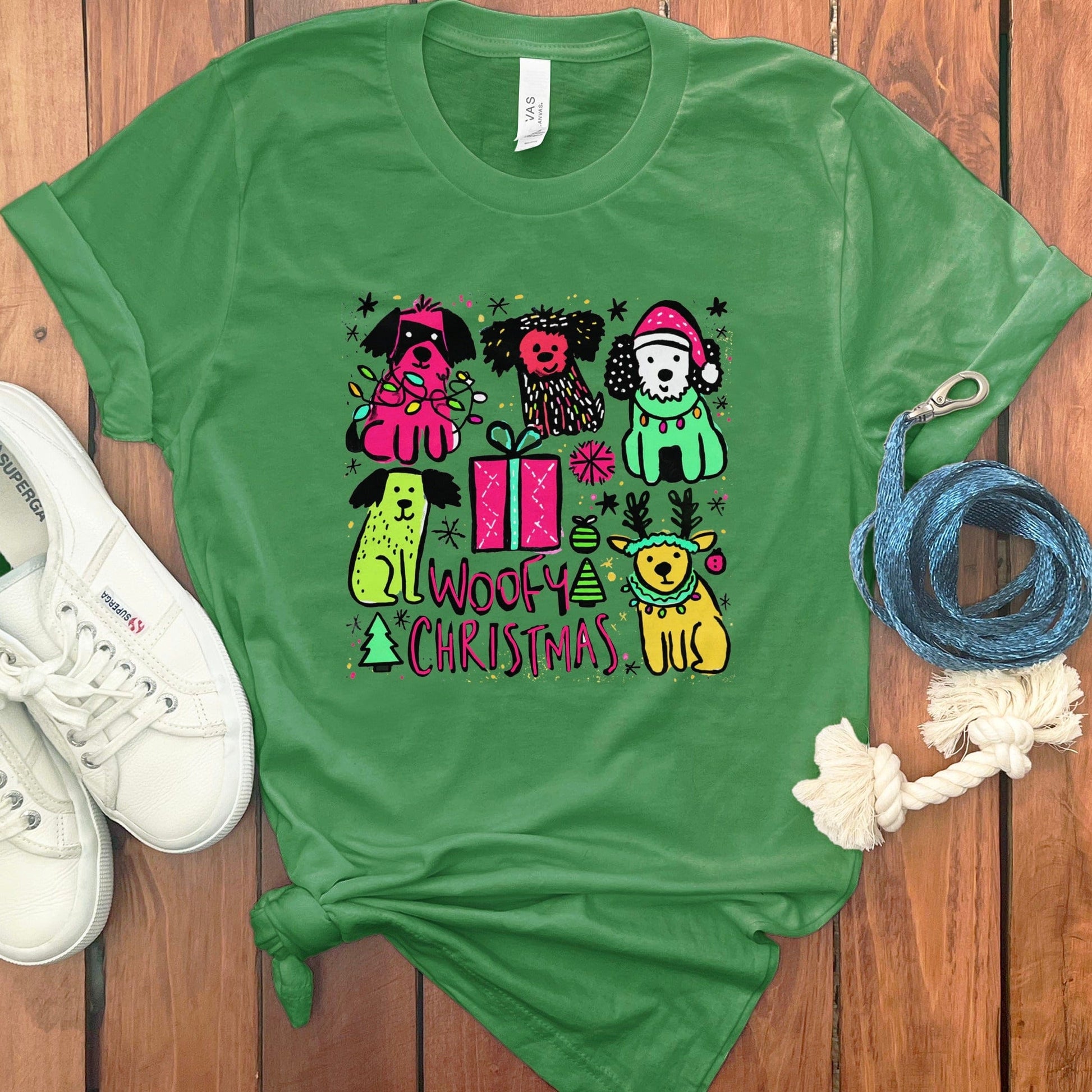 Woofy Christmas Bright Green Graphic Tee product type