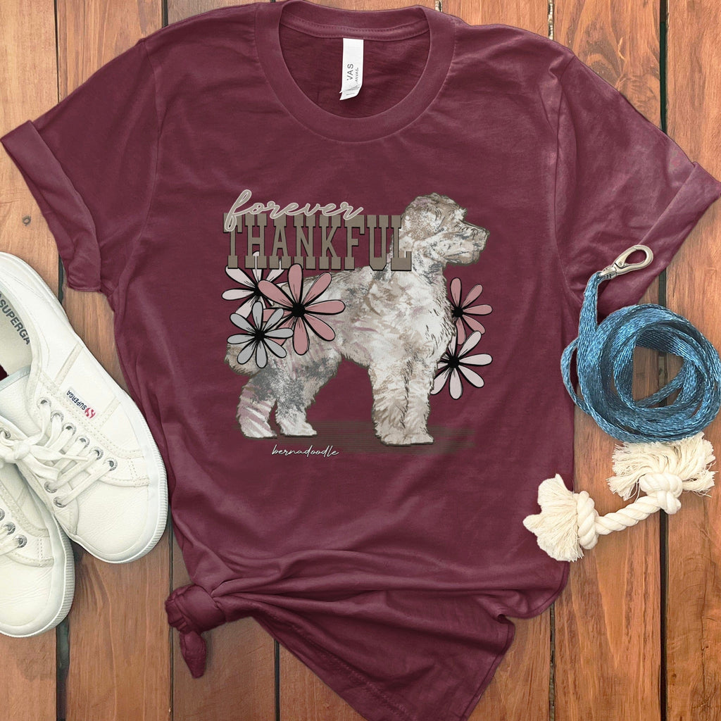 Forever Thankful Dog with Flowers Graphic Shirt