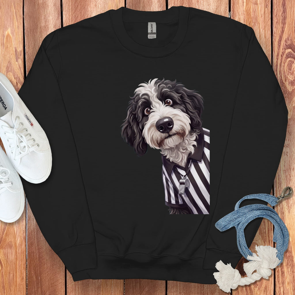 Sheepadoodle Football Referee Sweatshirt in Black / S by Puppy Jo