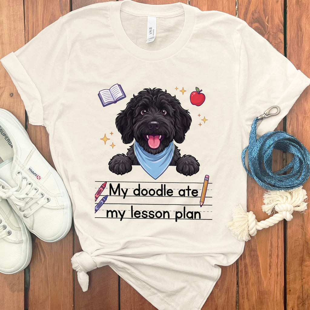 Black Goldendoodle Ate Lesson T-Shirt in Natural / S by Puppy Jo