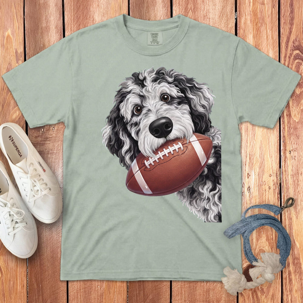 Merle Goldendoodle Football Signature T-Shirt in Bay / S by Puppy Jo