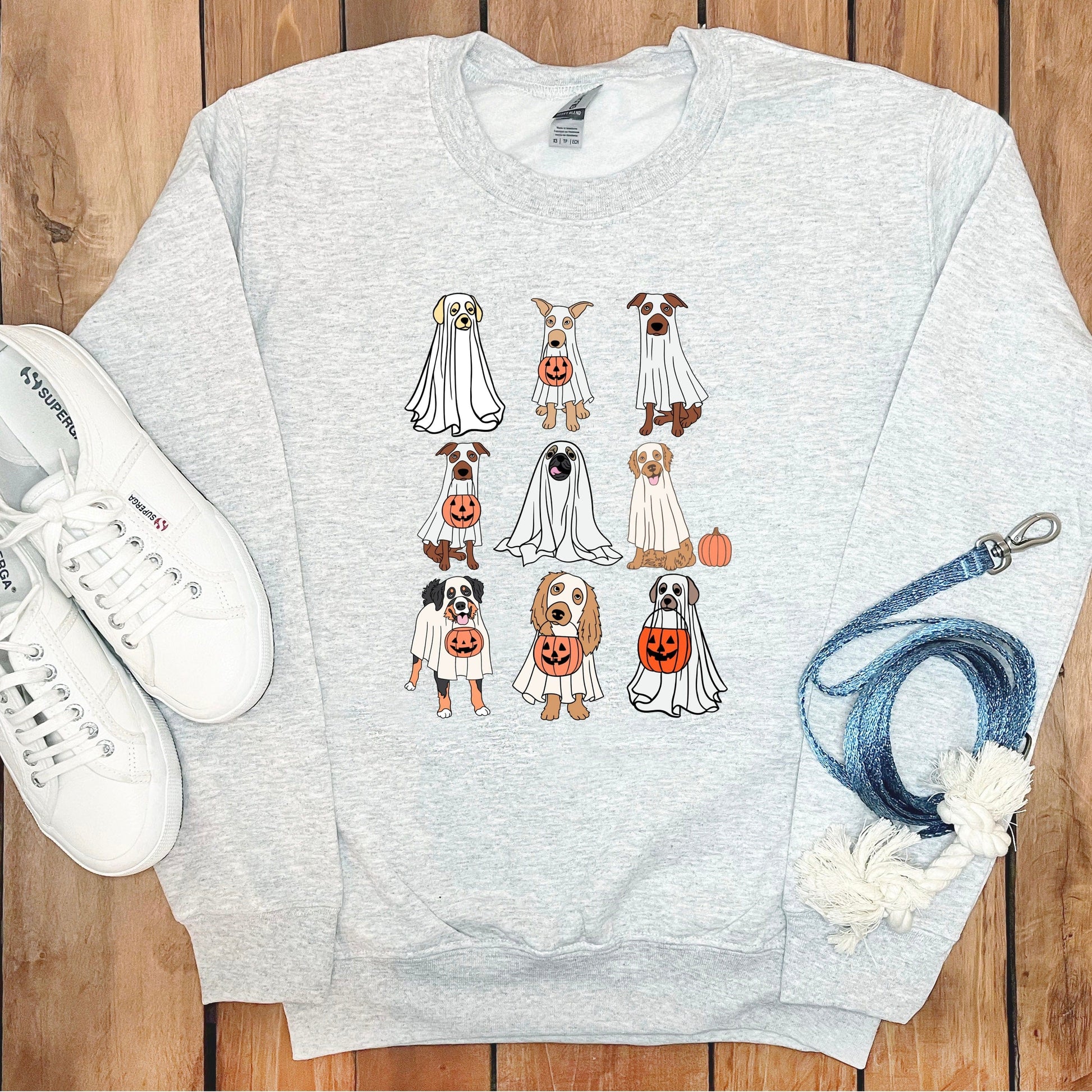 Halloween Dogs in Ghost Costumes Sweatshirt product type