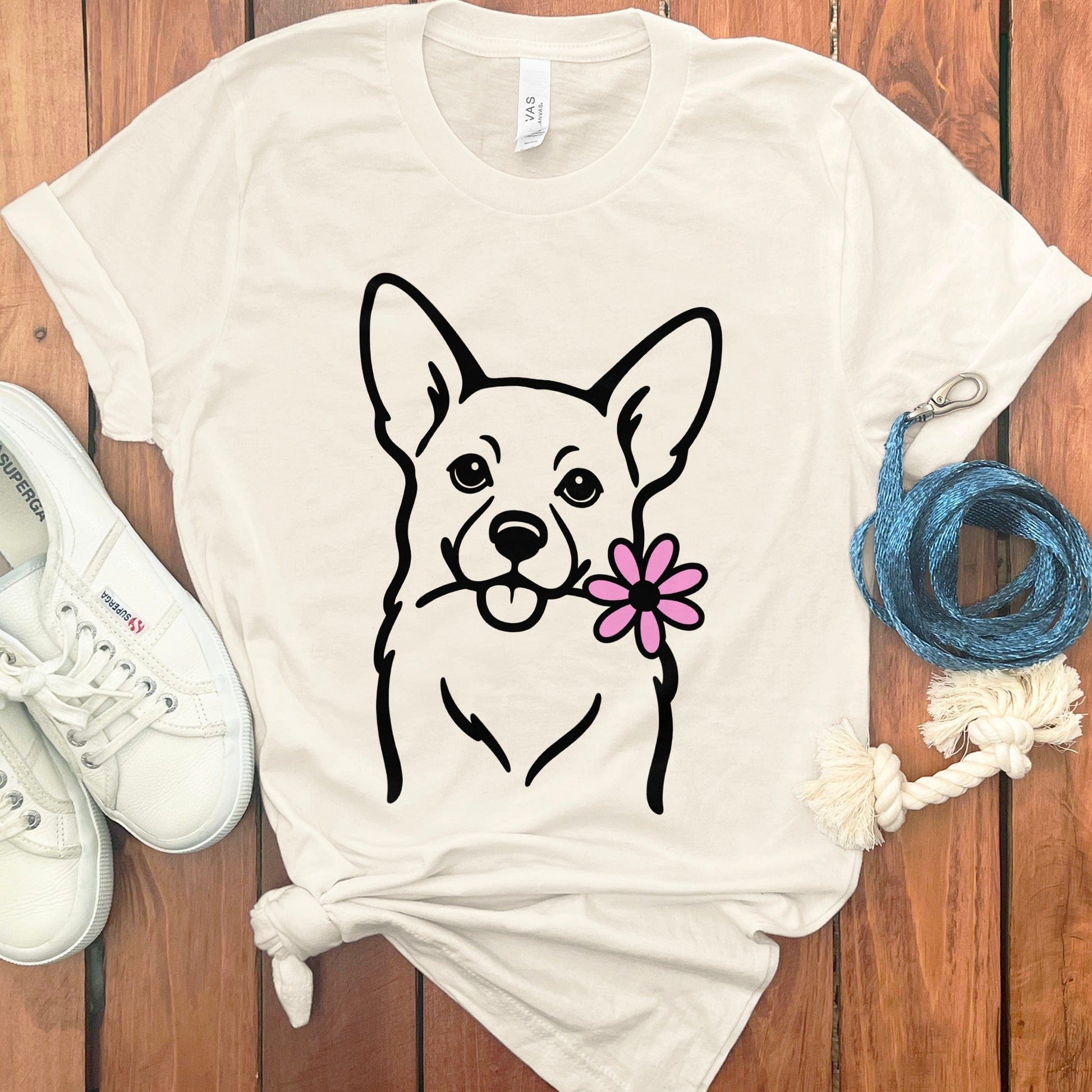 Cute Dog With Flower Graphic T-Shirt product