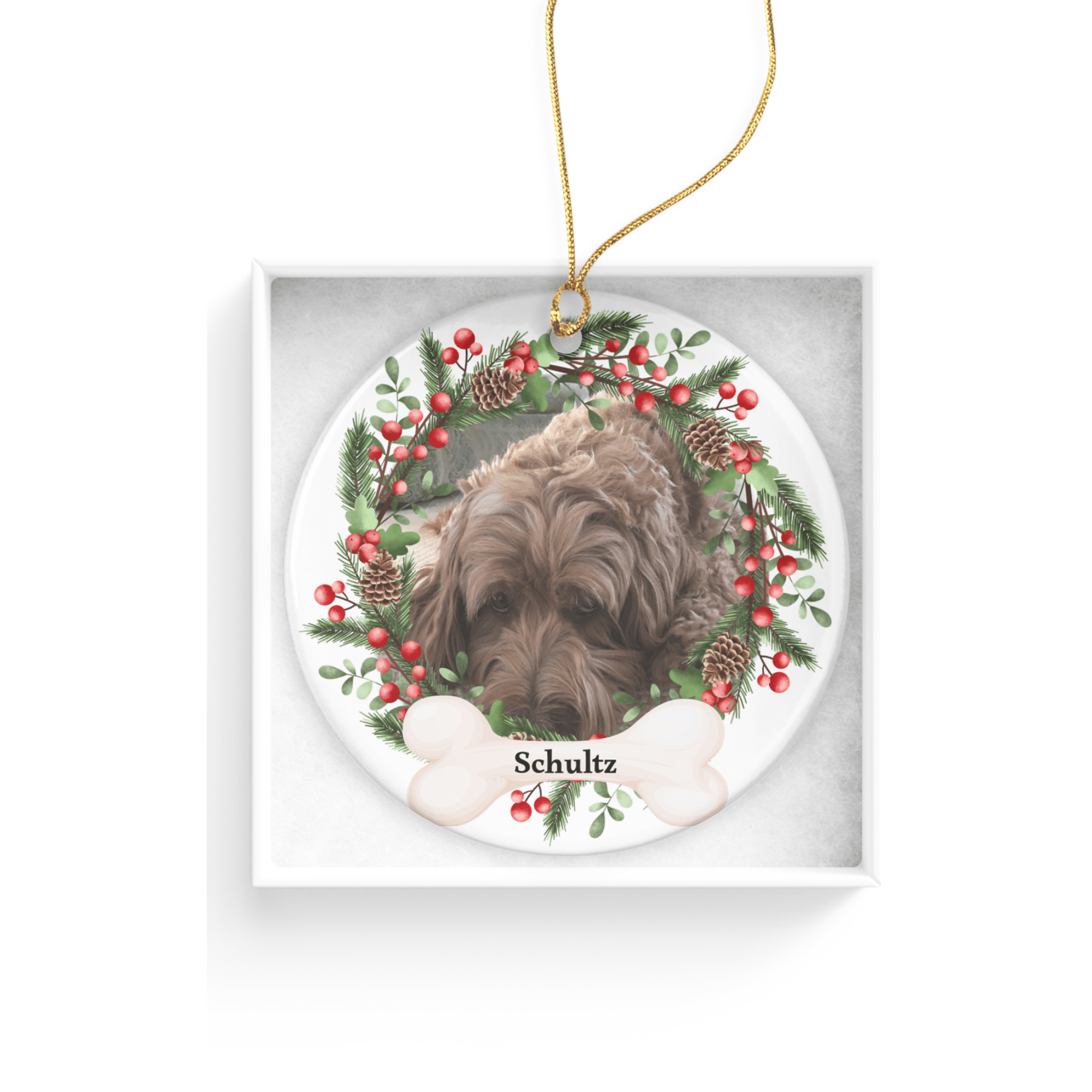 Personalized Pet Christmas Wreath Ornament in by AnywherePOD