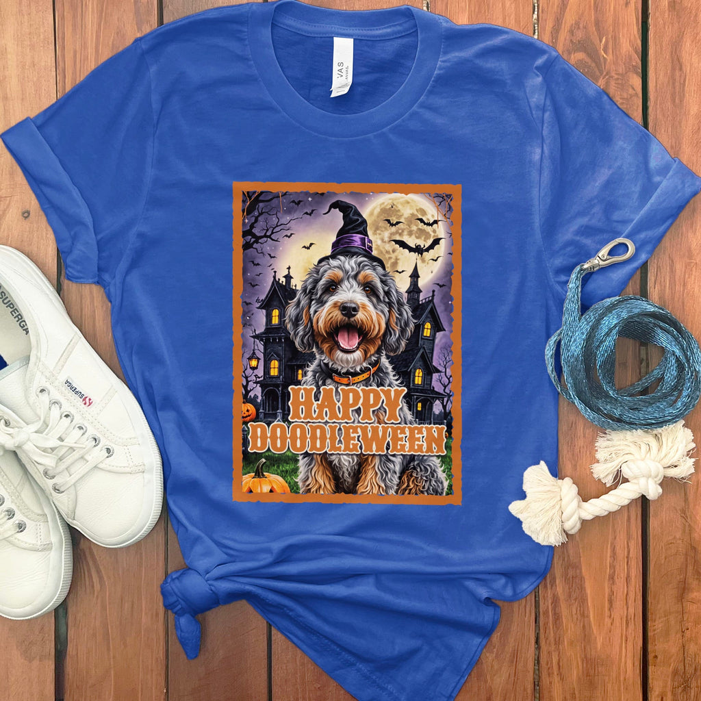 Aussiedoodle Happy Doodleween T-Shirt in S / True Royal by Puppy Jo