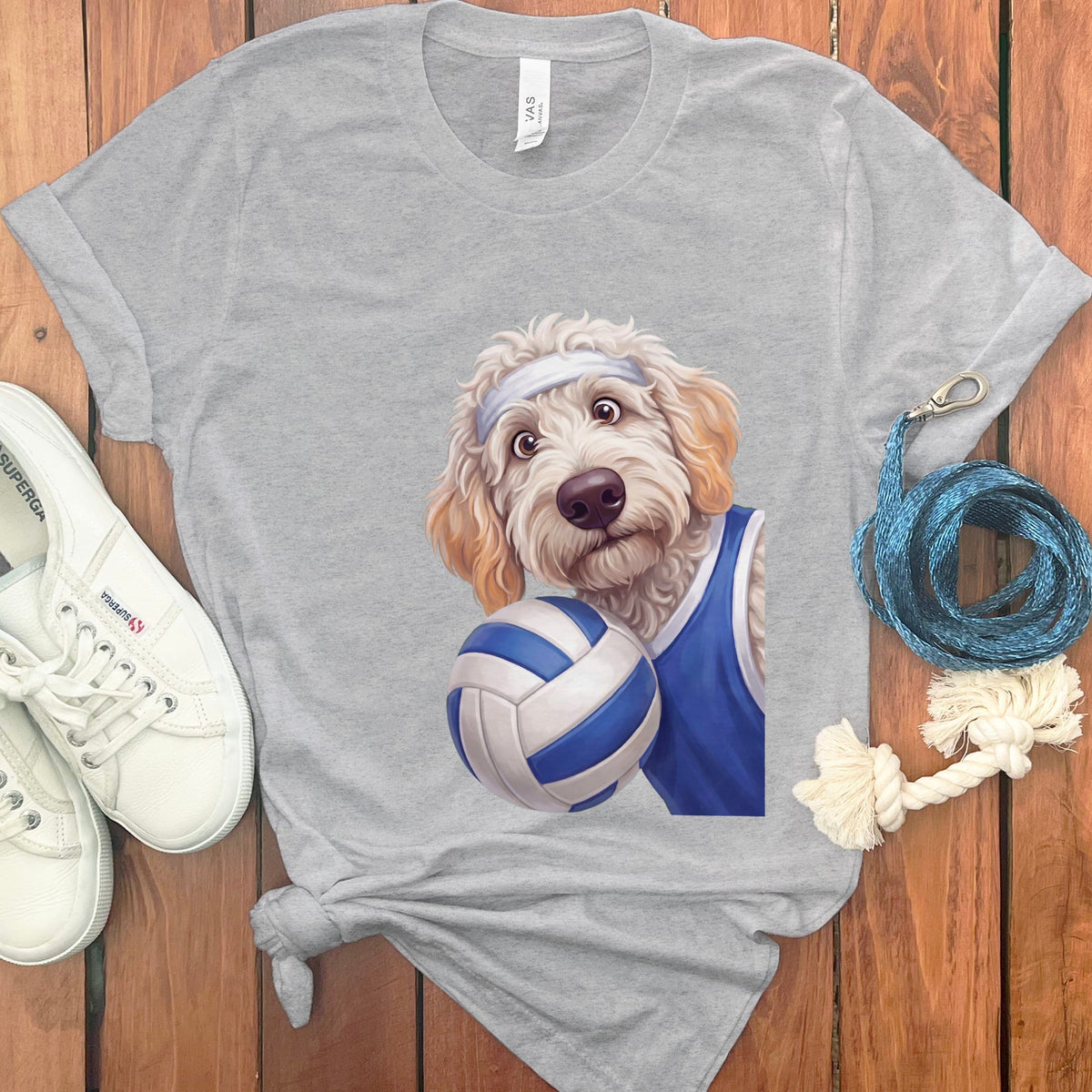 Maltipoo Volleyball Player T-Shirt in Athletic Heather / S by Puppy Jo