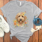 Floral Golden Doodle Graphic Tee Shirt for Dog Lovers